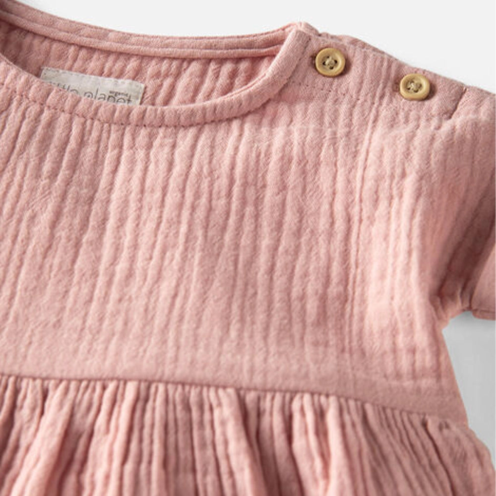 Robe Bébé en Gaze de Coton Bio Little Planet - Rose