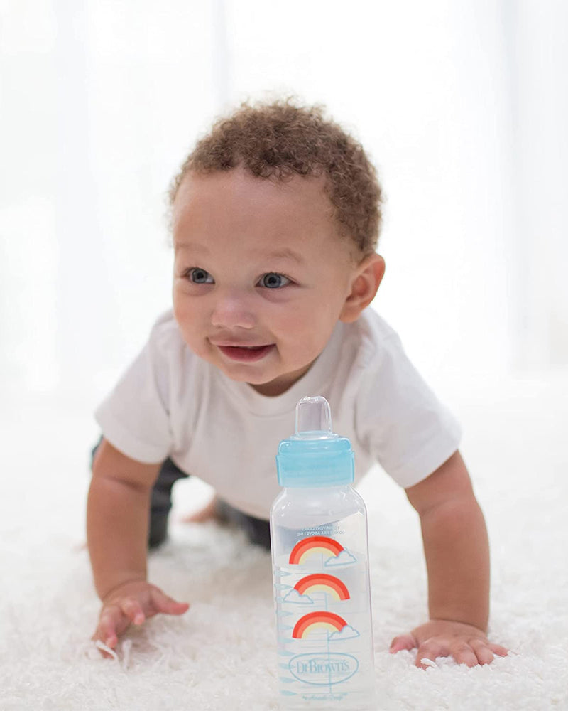 Dr. Brown's Biberon 250ml Cole étroit Bleu 6M+ (sippy+tétine L3)