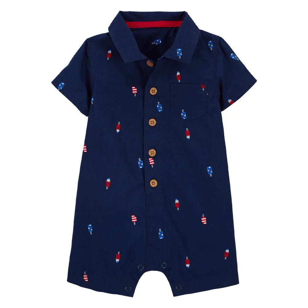 Barboteuse en Popeline Carter's - Popsicle Bleu