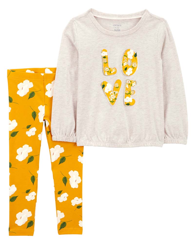 Ensemble 2 Pièces Haut & Legging Fleuri Carter's - Ivoire