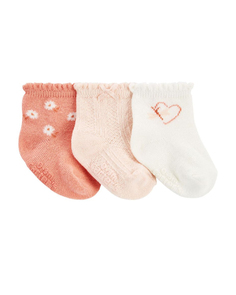 Lot de 3 Chaussons Bébé Carter's - Rose & Blanc