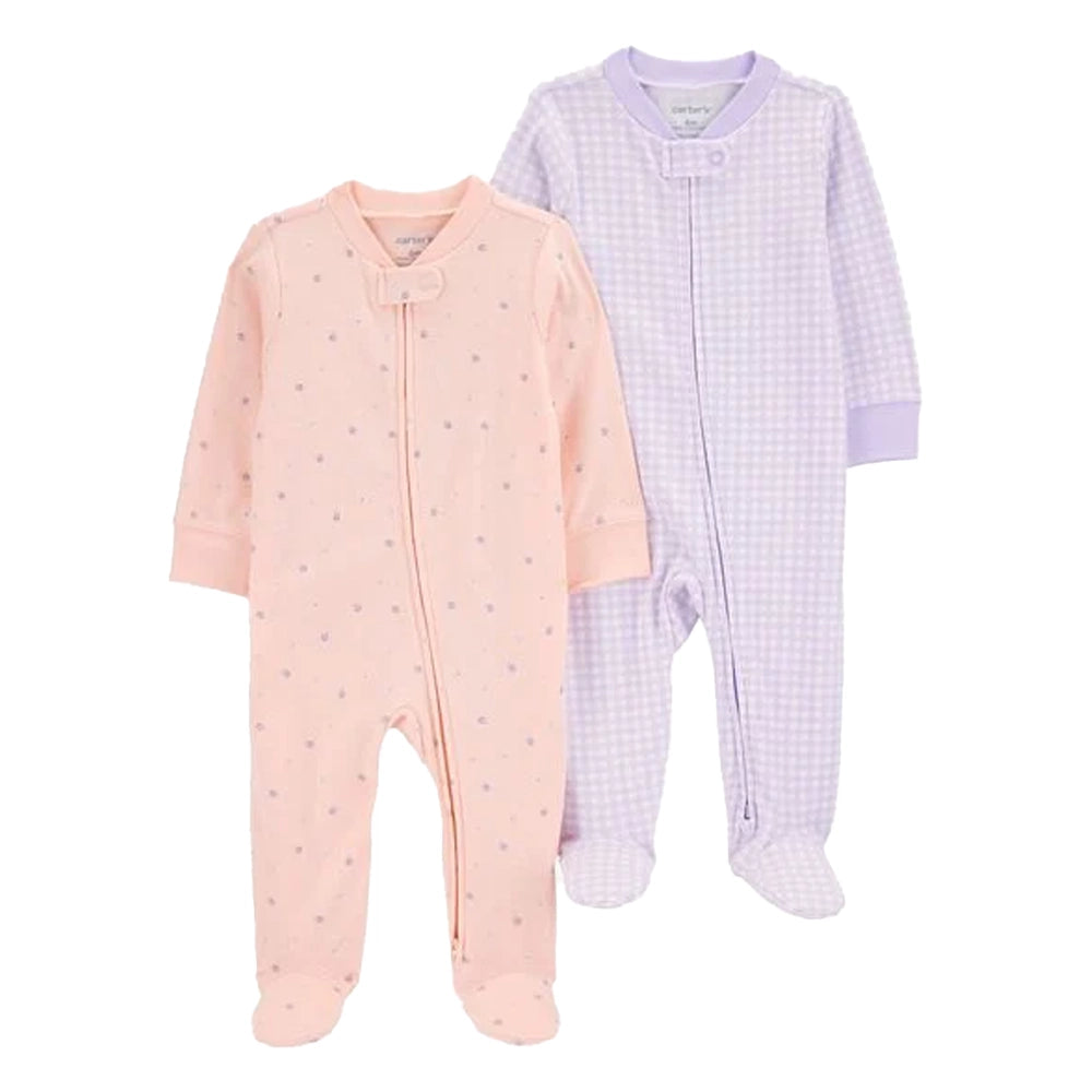 Lote de 2 Peleles de Algodón Carter's - Rosa y Violeta