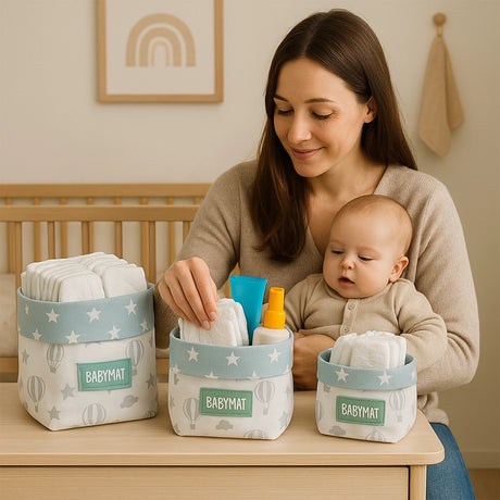 Lot de 3 Paniers Babymat - Montgolfière Bleue