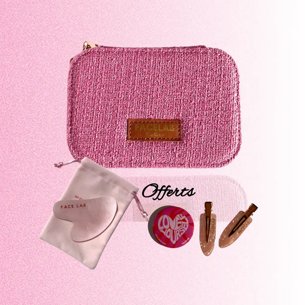 Facelab Estuche Gua Sha de corazón - Cuarzo rosa