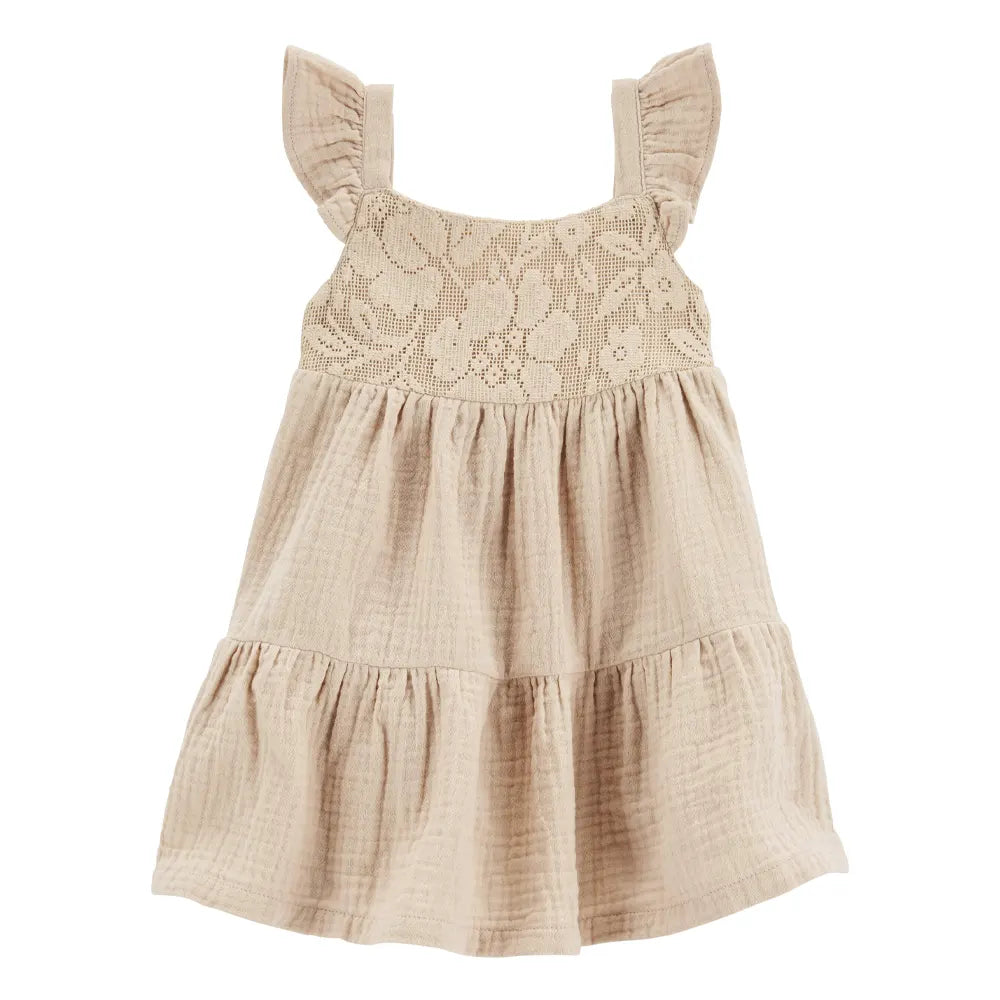 Robe Volantée en Dentelle Carter's - Beige