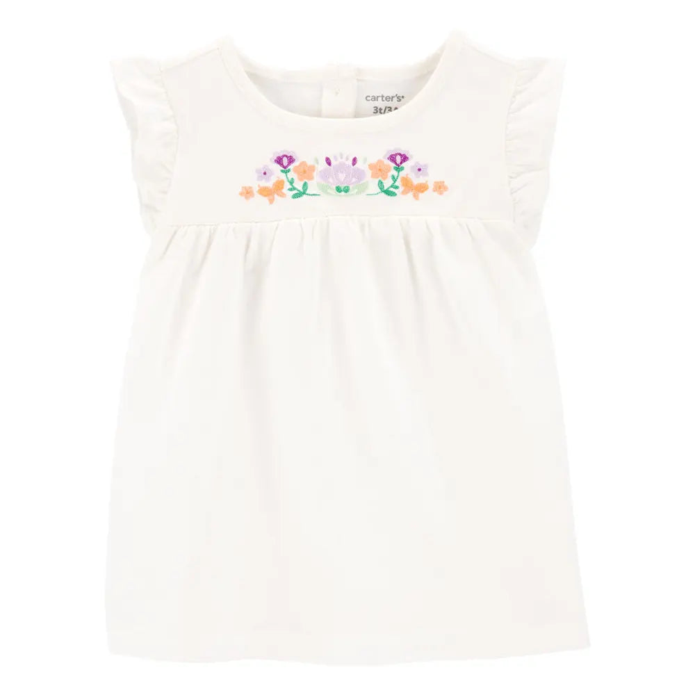 Carter's Floral Ruffle Top - Ivory