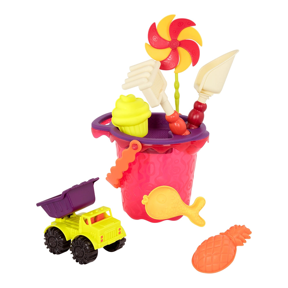B. Toys Camion à Benne Basculante et Jouets de Plage 18M+ - Rouge