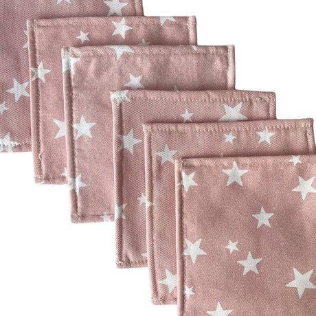Babymat Lot de 6 Lingettes en Tissu - Petit Coton - Étoile Rose