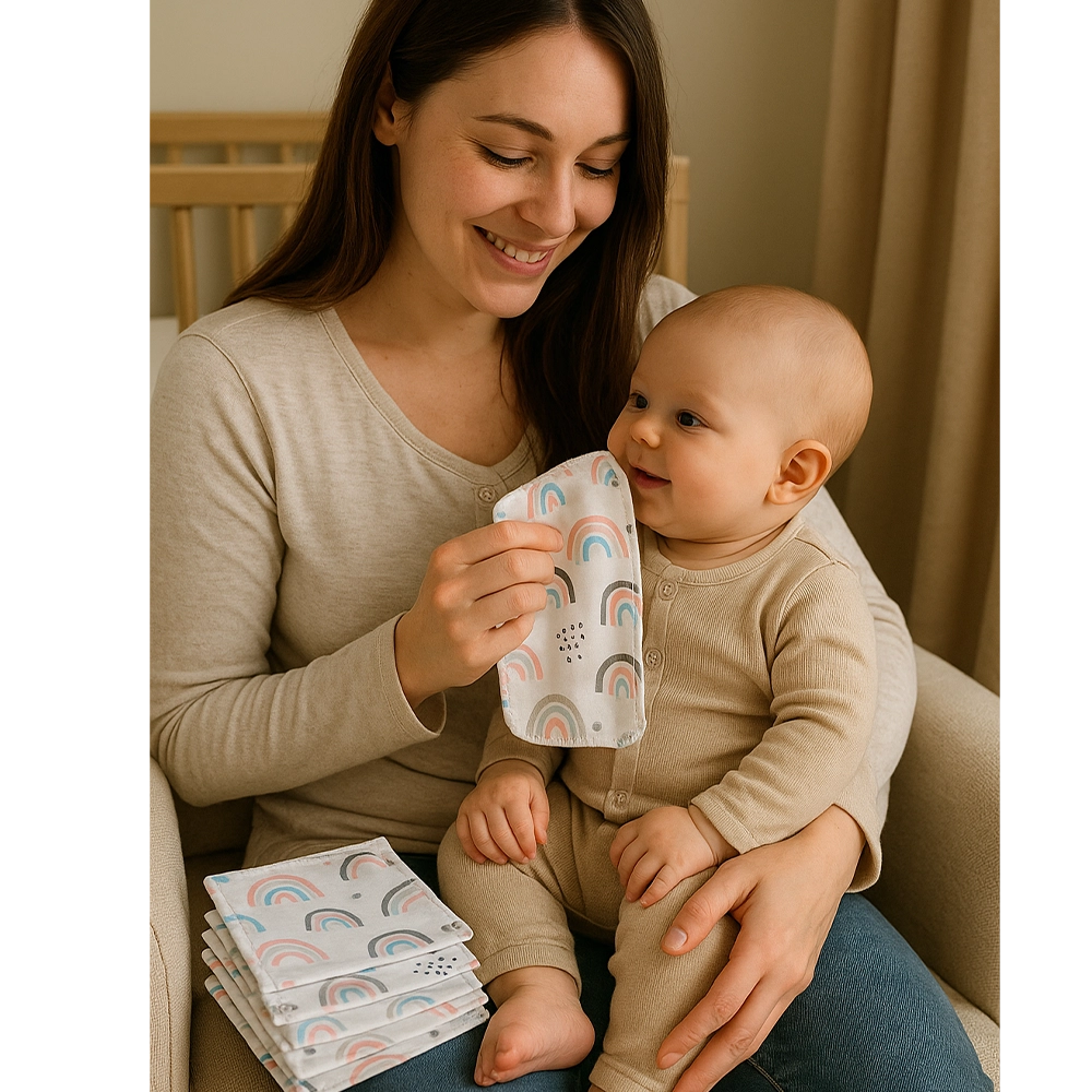 Babymat Lot de 6 Lingettes en Tissu - Rainbow Rose