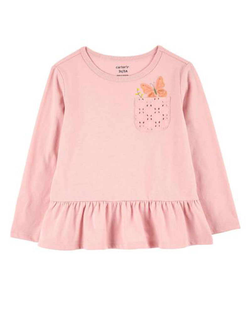 Carter's Peplum Pocket T-Shirt - Pink