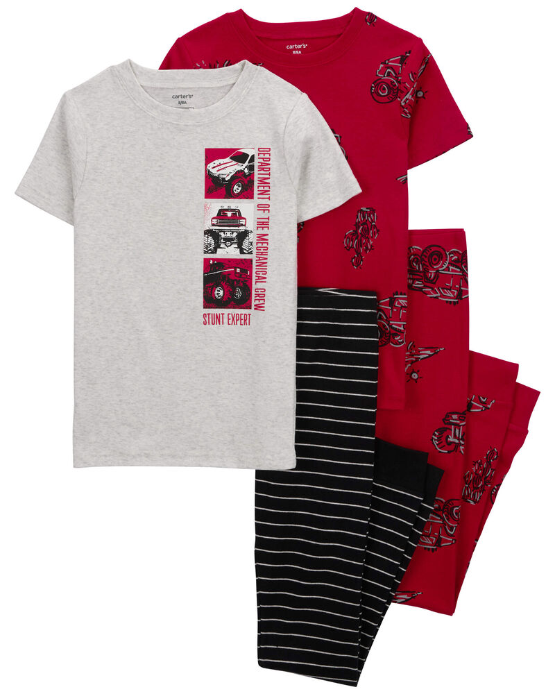 Pyjama 4 Pièces en Coton Carter's - Rouge & Gris