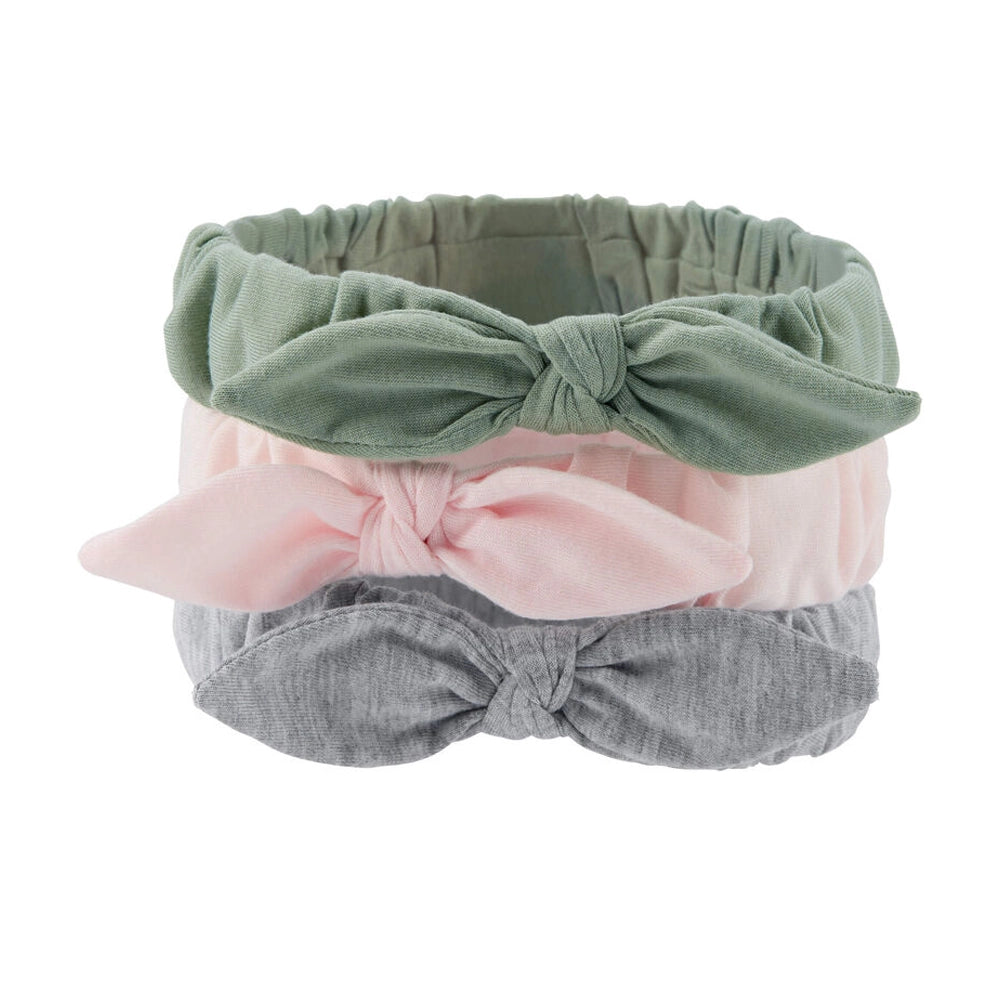 Paquete de 3 diademas con lazo Carter's 12-24M - Rosa, Gris y Verde