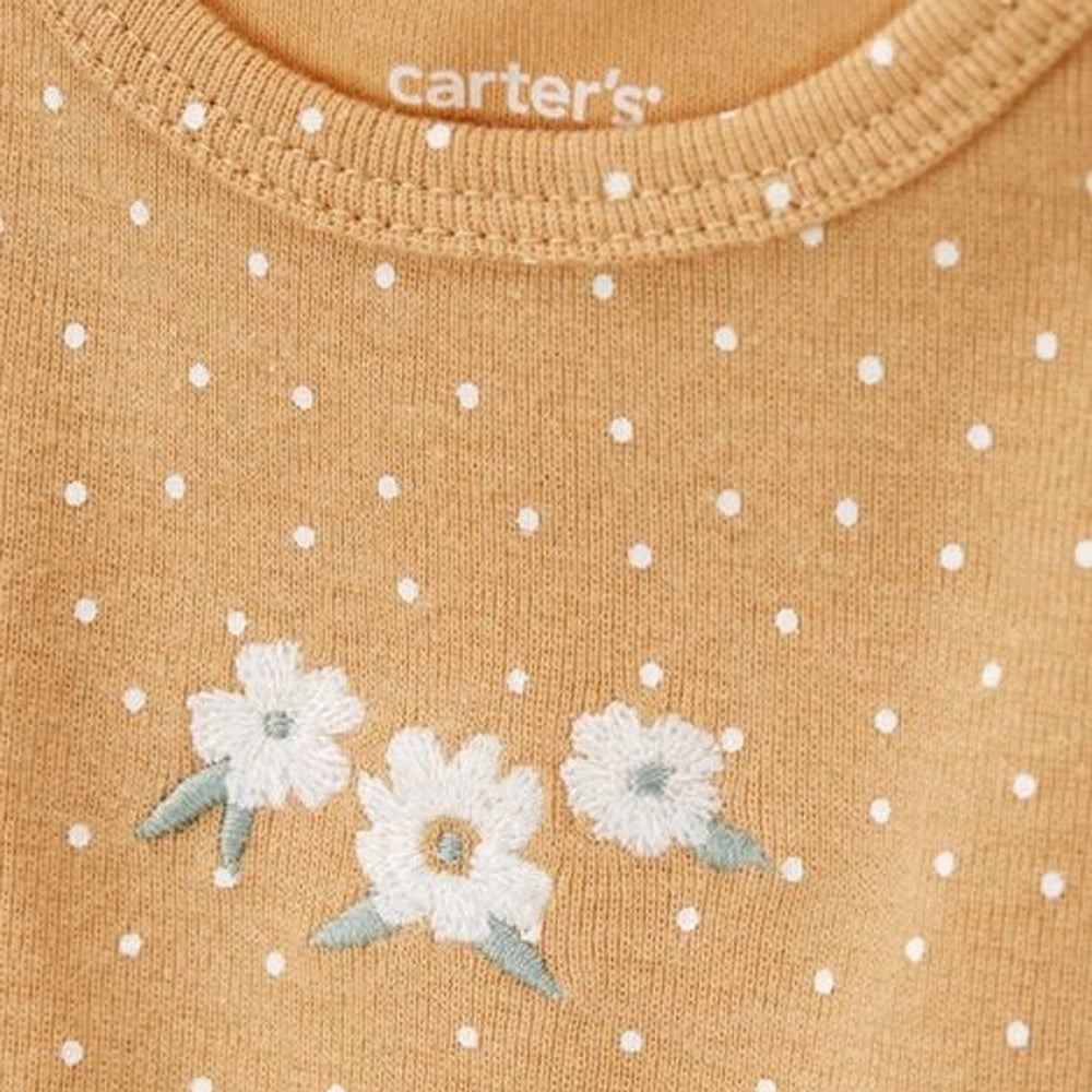 Conjunto de 3 Piezas para Bebé Niña Carter's - Floral Dorado y Blanco