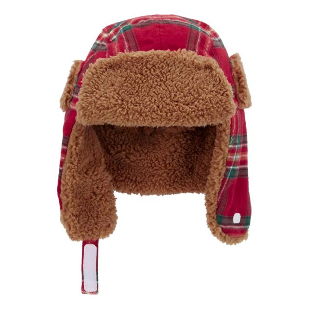 Sombrero de piel a cuadros de Carter - Rojo