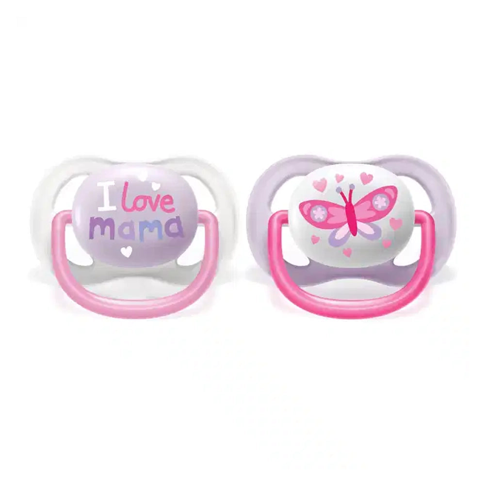 Avent Lot de 2 Sucettes Ultra Air Collection Happy 0-6m Fille