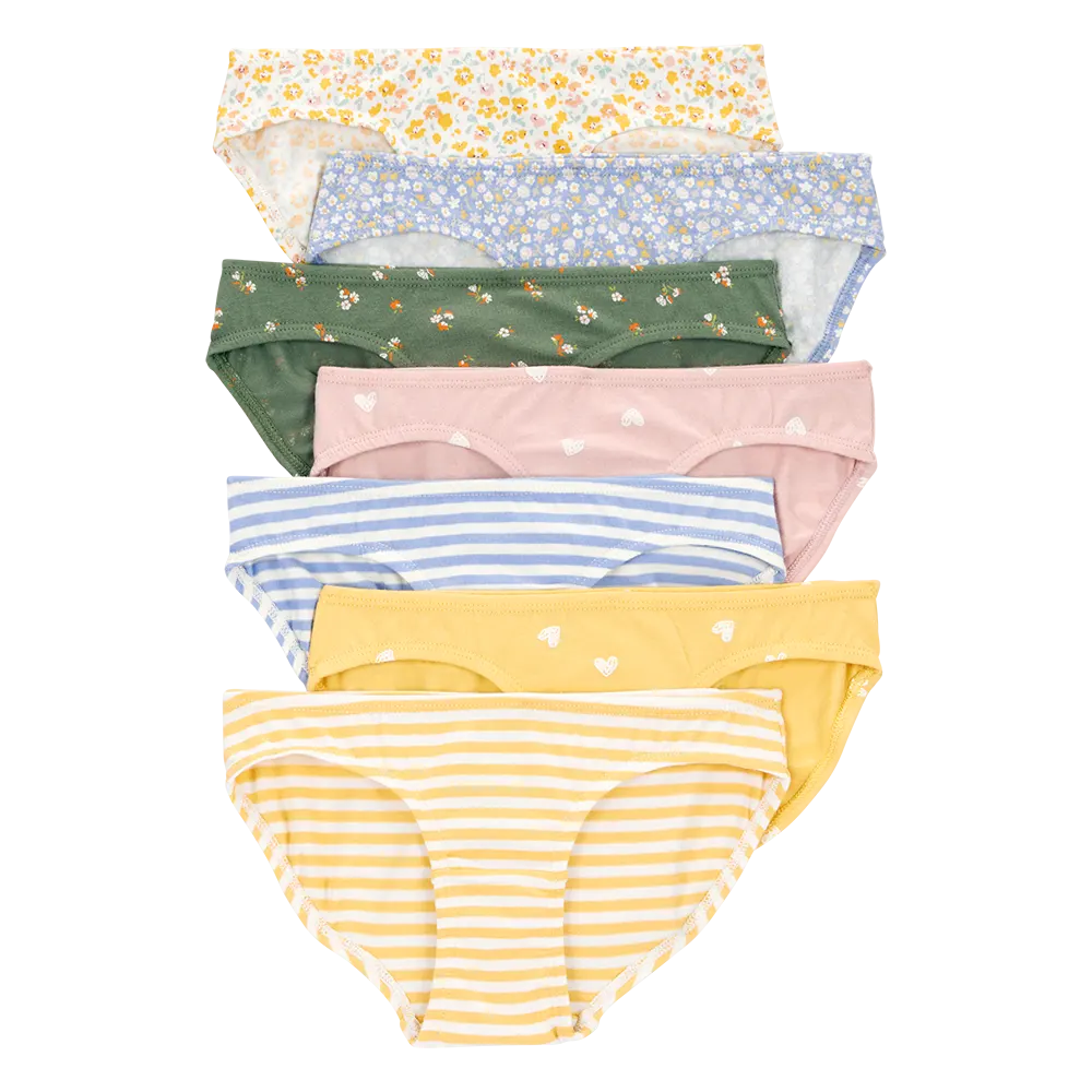 Lot de 7 culottes bikini stretch fille - Floral