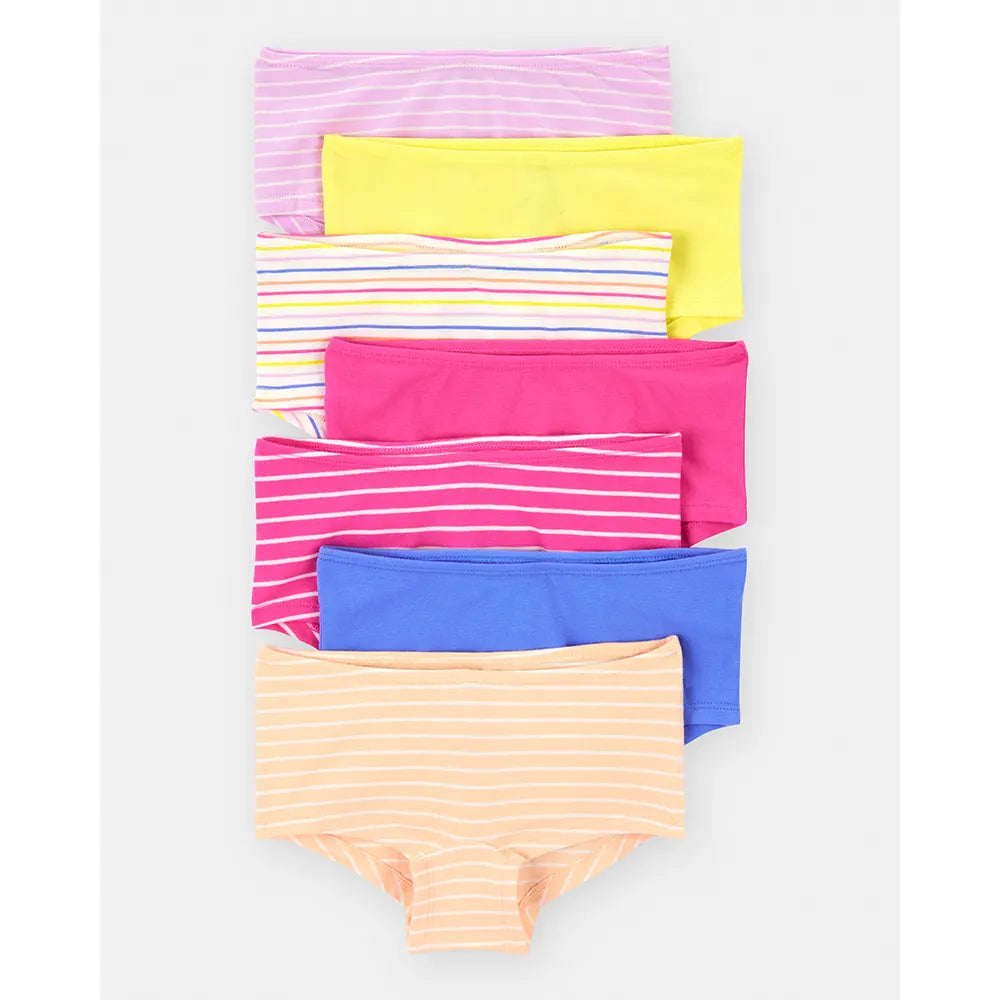 Lot de 7 shortys rayés pour fille - Coton stretch
