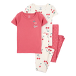 Pyjama 4 pièces cerise fille - 100% Coton