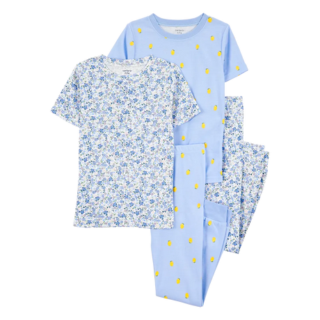 Pyjama 4 pièces fleuri fille - 100% Coton