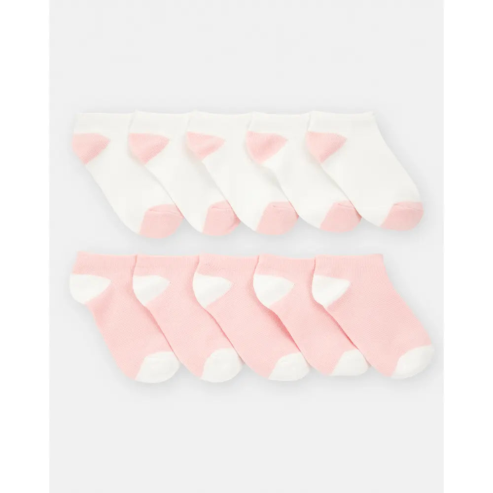 Lot de 10 paires de socquettes fille - Rose/Blanc