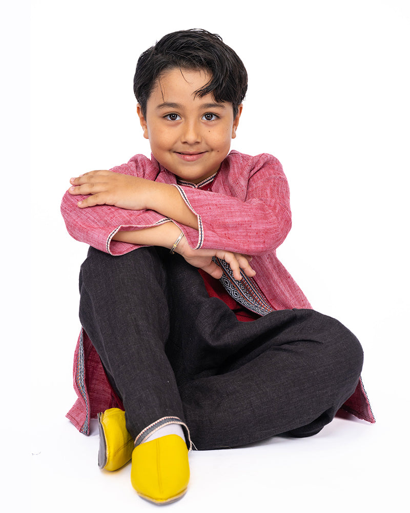 جلابة من ثلاث قطع للولد - وردي وأحمر ورمادي