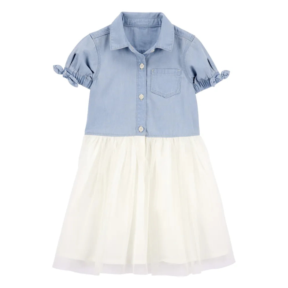 Oshkosh Girl's Two-Tone Denim Dress