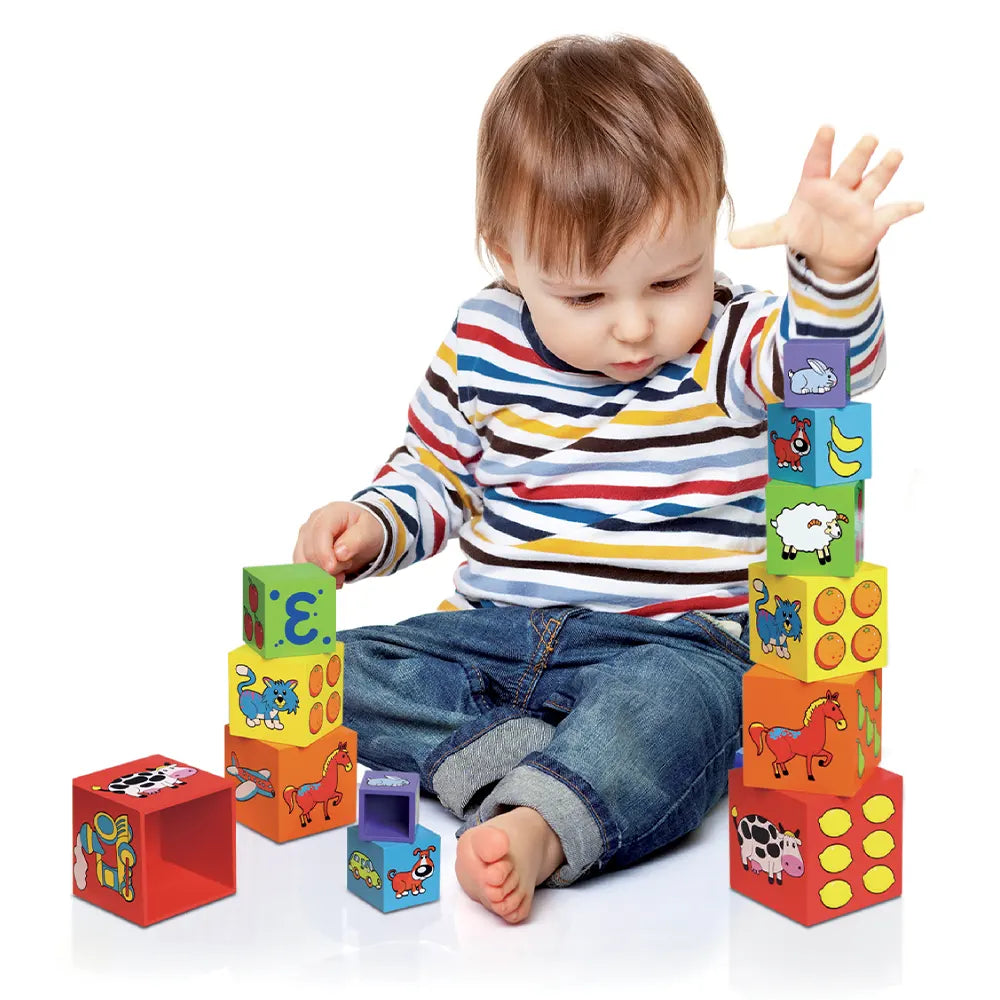 Viga Toys Blocs en Bois à Empiler Colorés 12M+