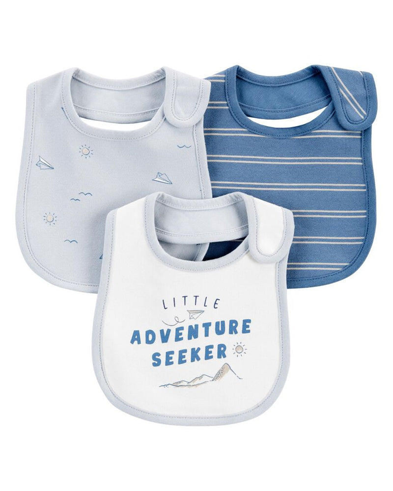 Lot de 3 Bavoirs pour Bébé Carter's - Bleu & Ivoire