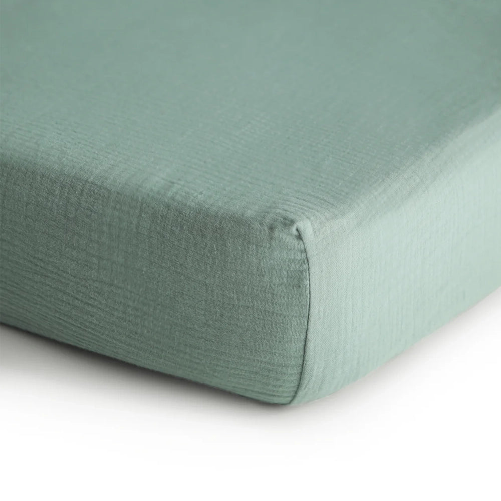 Mushie Drap de Lit en Coton Extra Douce - Vert Romain
