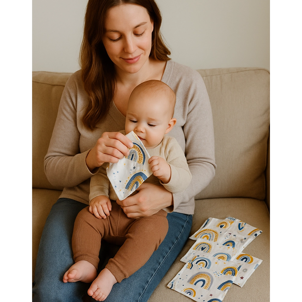 Babymat Set of 6 Fabric Wipes - Blue Happiness