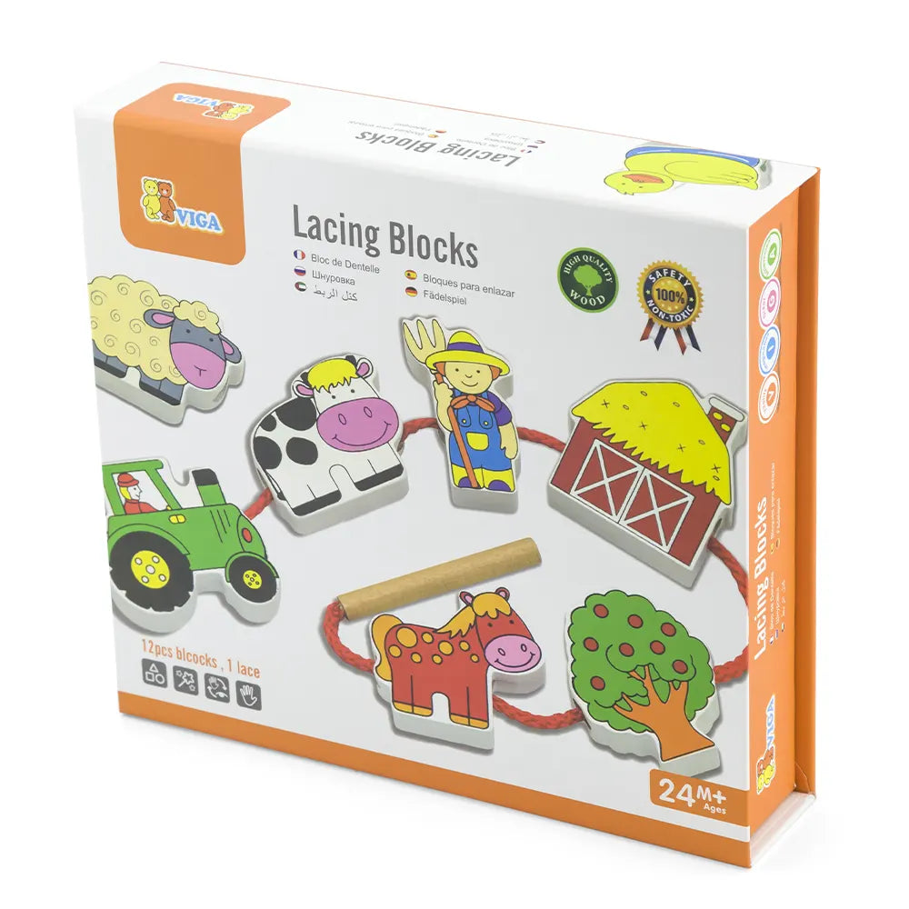 Viga Toys Wooden Lacing Farm 3Y+