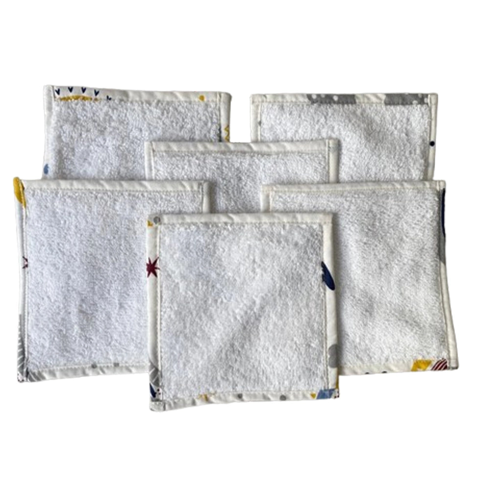Babymat Lot de 6 Lingettes en Tissu - Happiness Bleu