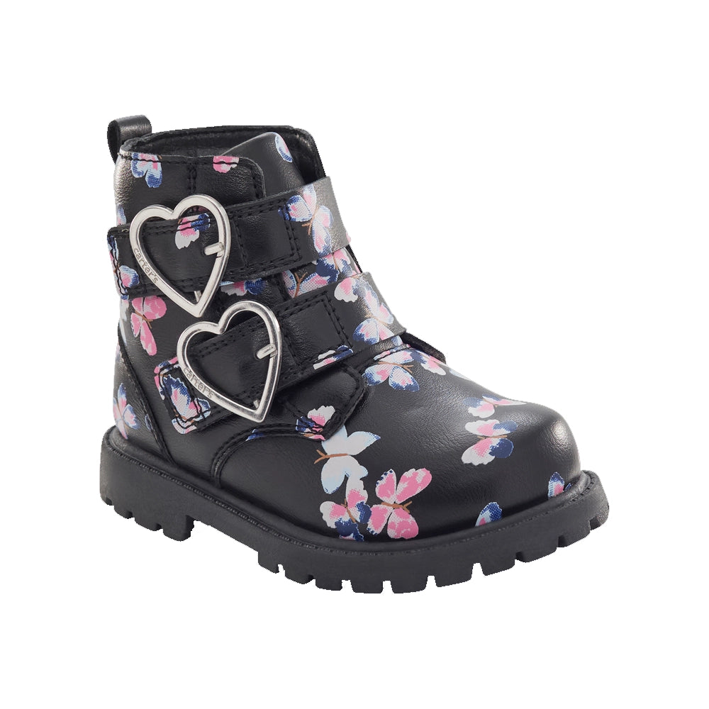 كارترز شوز جزمة بإبزيم على شكل قلب وفراشة - أسود