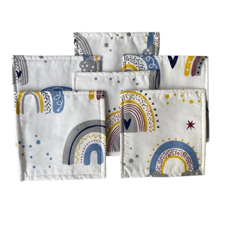 Babymat Lot de 6 Lingettes en Tissu - Happiness Bleu