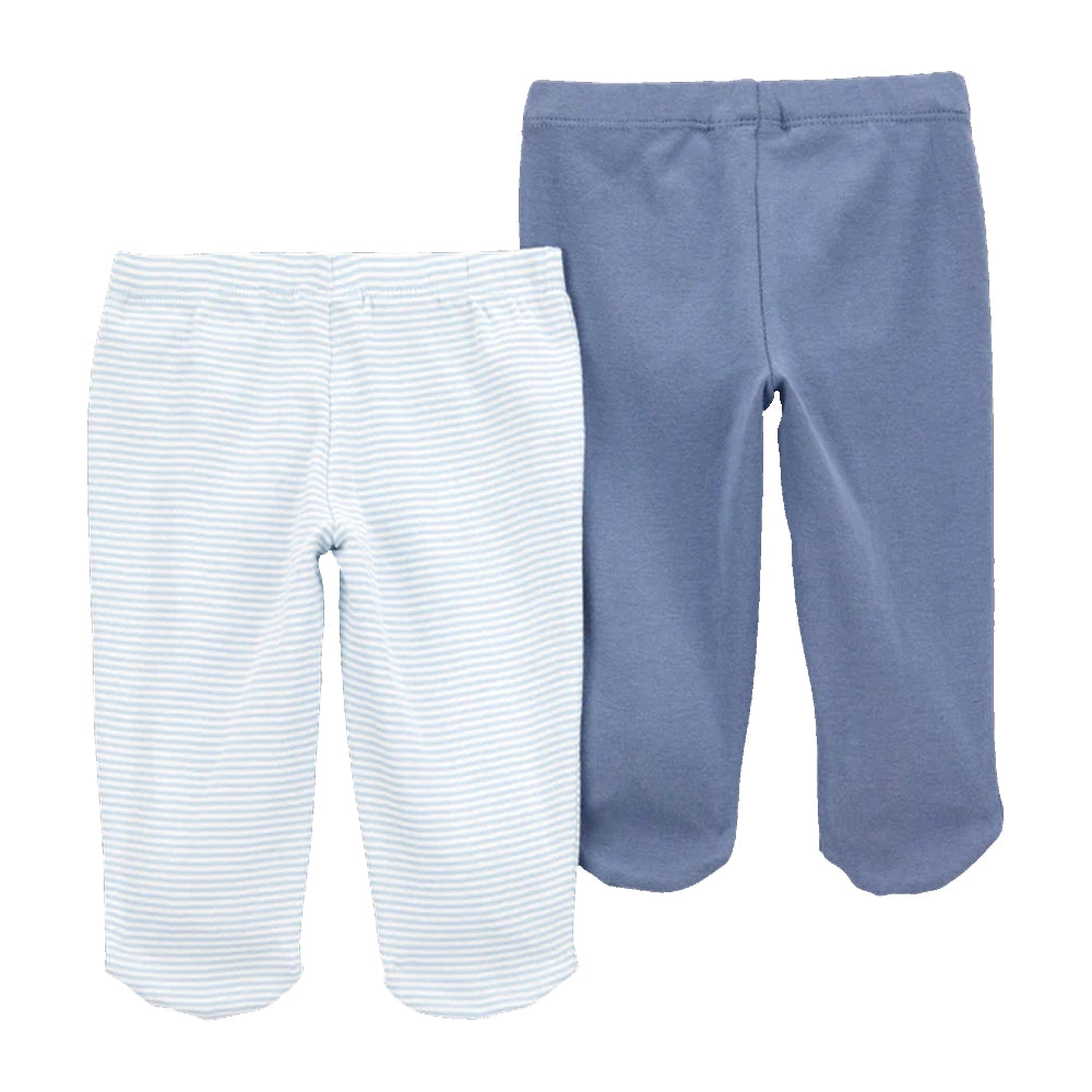 كارترز مجموعة من 2 سروال قطني للرضع - أزرق وأزرق سماوي