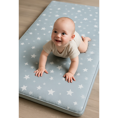 Babymat Matelas au Sol Petit Coton - Bleu Étoiles