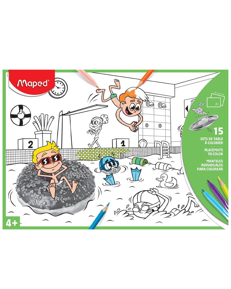 Maped Set de Table en Papier Carton à Colorier x15 - Vert