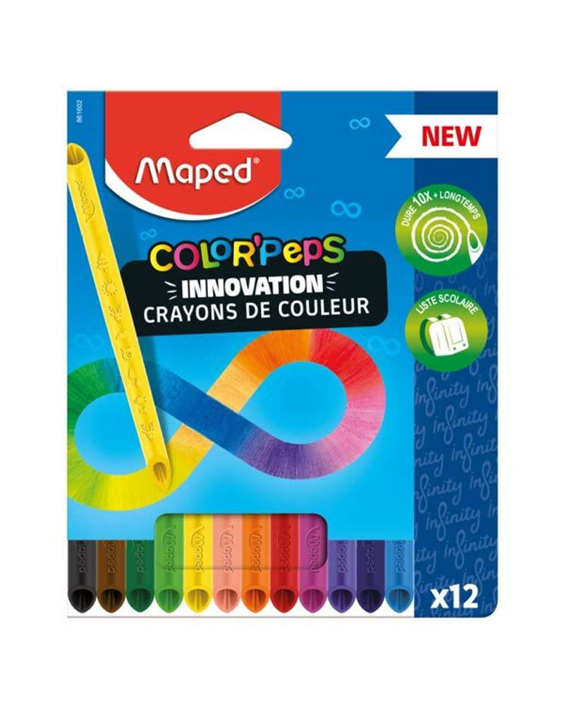 Maped Caja de 12 crayones de cera color'peps Infinity