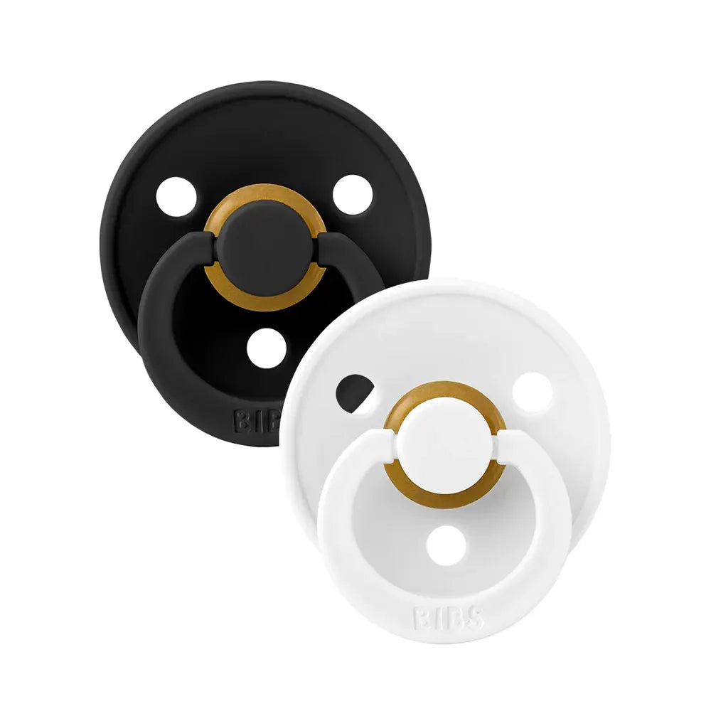 BIBS Lot de 2 Sucettes Rondes – Black/White