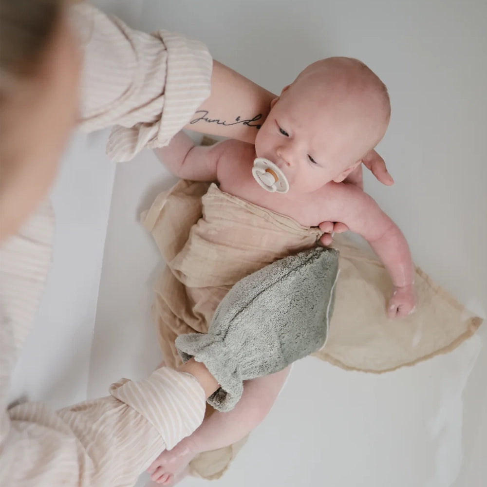 Mushie Lot de 2 Gants de Bain en Coton Biologique - Gris