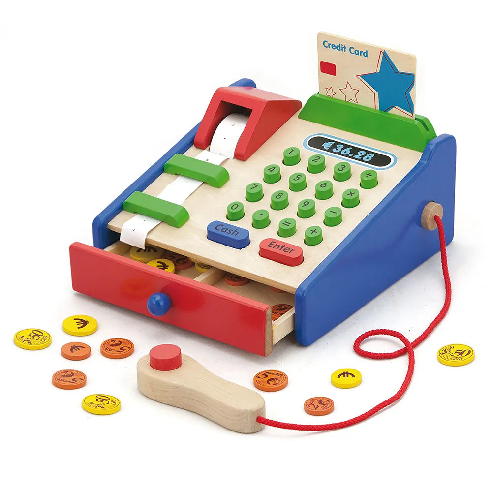 Viga Toys Cash Register Blue & Red 3A+