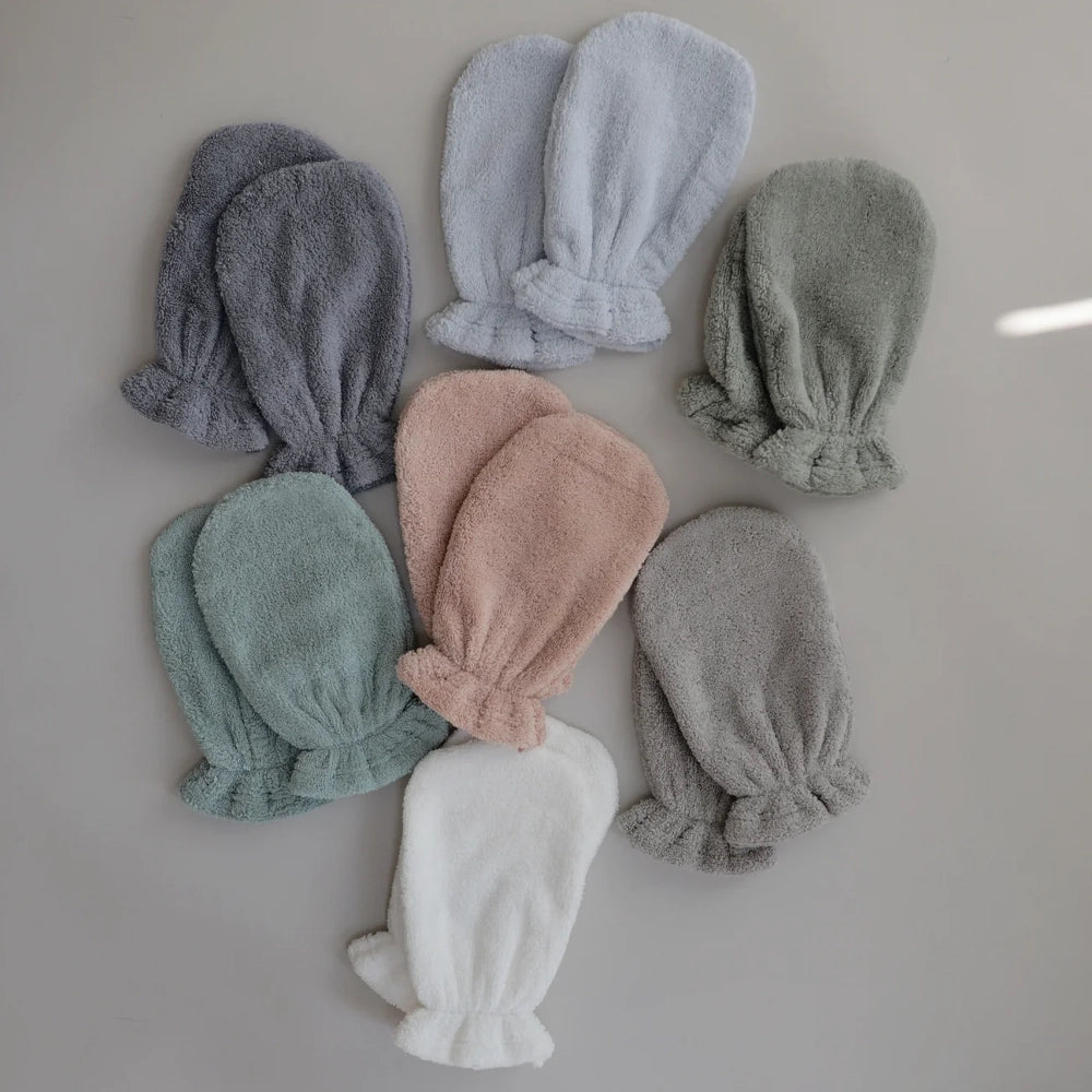 Mushie Lot de 2 Gants de Bain en Coton Biologique - Gris