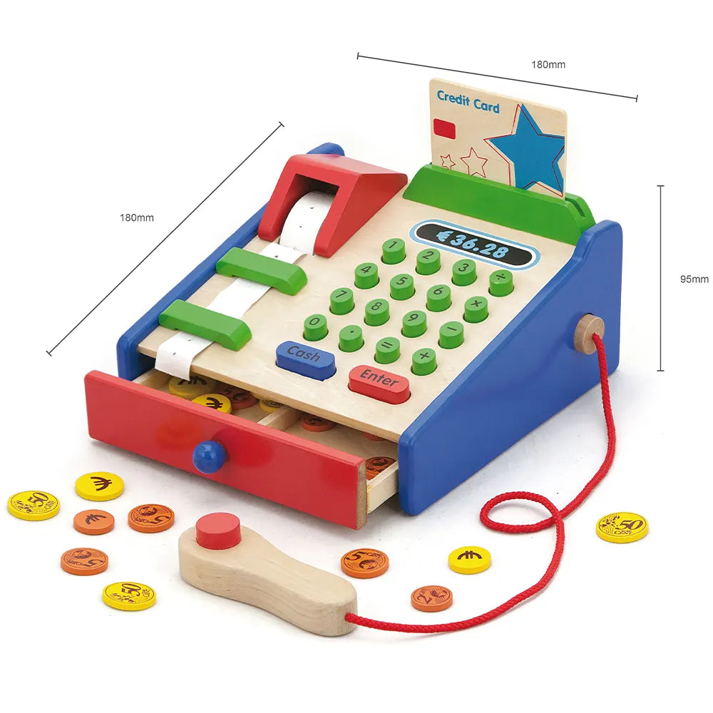 Viga Toys Cash Register Blue & Red 3A+