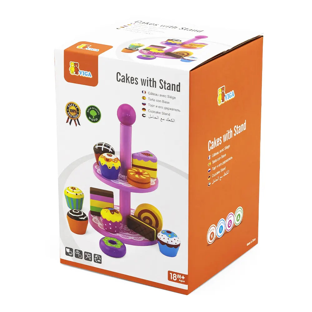 Viga Toys Mini Cakes with Display Stand 18M+