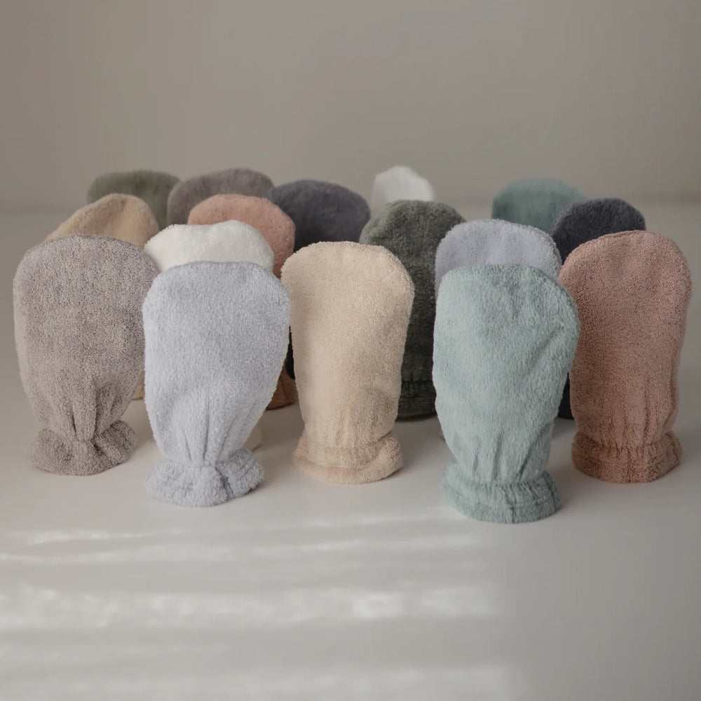 Mushie Lot de 2 Gants de Bain en Coton Biologique - Gris