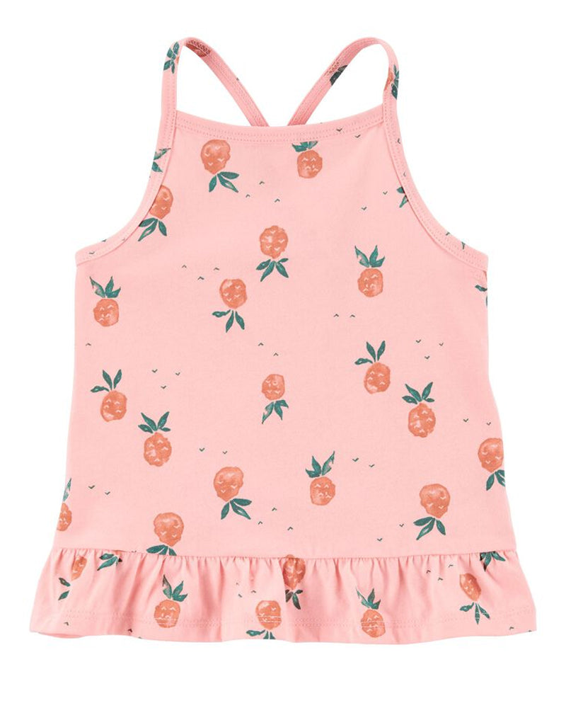 OshKosh Pineapple Print Ruffle Cross Tank Top - Pink