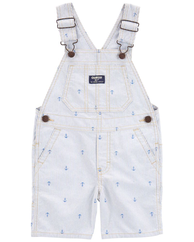 OshKosh Baby Scratch Stripe Anchor Print Short Overalls - Blue