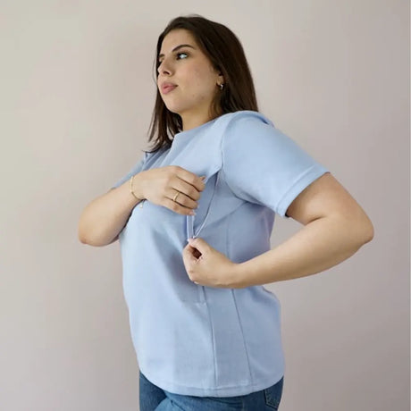 Bambidou Camiseta de Lactancia - Azul Cielo - Lavanda