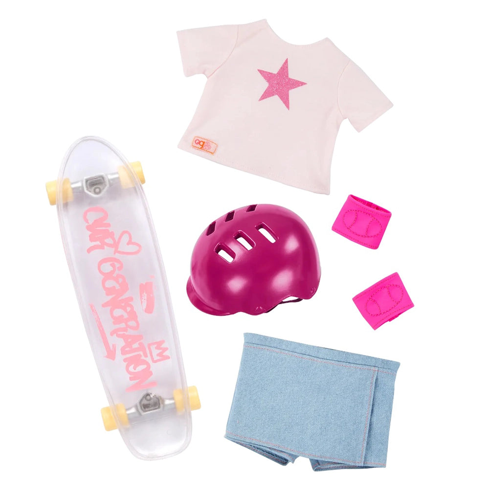 Our Generation Poupée Skateur Posable & Livre d'Histoires 46cm 3A+ - Ollie