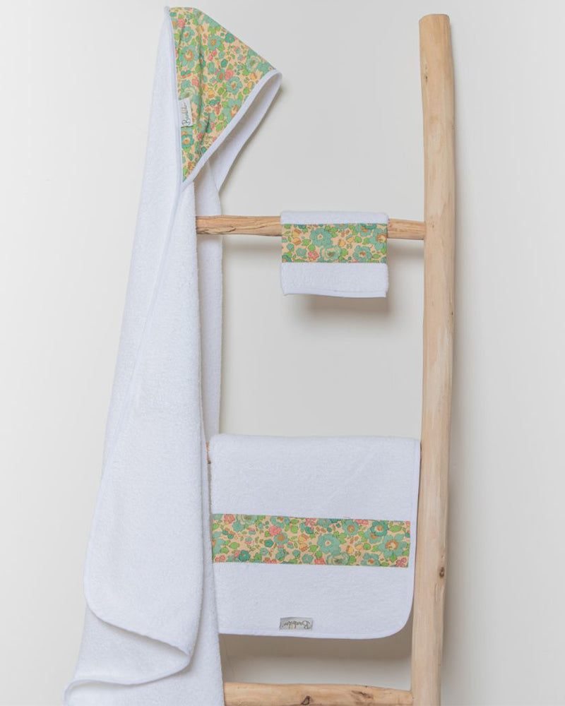 Bambidou Pack Maxi Cape de Bain 100 x 100 cm  - Liberty Vert Betsy